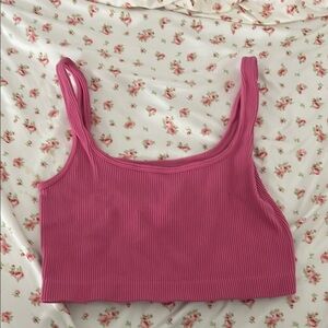 Pink Ribbed Crop Top
